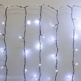 Гирлянда Занавес, 2х1м., 200 LED, ЛАЙТ, холодный белый, с мерцанием, прозрачный ПВХ провод. 05-1919