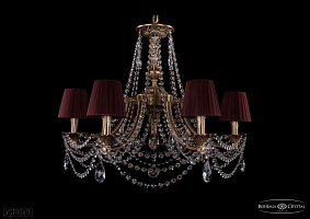 Литая подвесная люстра с хрусталем и абажурами Bohemia IVELE Crystal 1771/6/220/C/FP/SH9