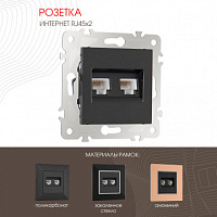 Розетка интернет RJ45 х 2 203.45-2.black Arte Milano