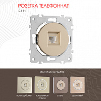 Розетка телефонная, RJ11 202.51-1.shampan Arte Milano