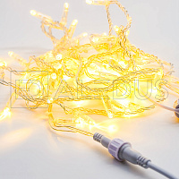 Гирлянда (Нить) ALEDUS 10 м, прозрачный провод, ПВХ, теплый белый, без мерцания S-TP-10M-WW