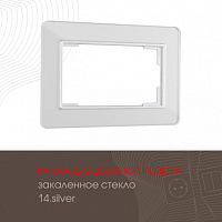 Рамка из закаленного стекла для двойной розетки 503.14-double.silver Arte Milano