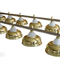 Бильярдный светильник на двенадцать плафонов «Crown» (серебристая штанга, золотистый плафон D38см) 75.016.12.0