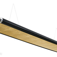 Бильярдный светильник плоский люминесцентный «Longoni Nautilus» (черная, серебристый торец, золотистый отражатель, 247x31x6см) 75.247.22.7