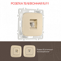 Розетка телефонная, RJ11 205.51-1.shampan Arte Milano