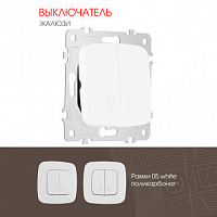 Выключатель жалюзи, 10A 250V 205.38-2.white Arte Milano