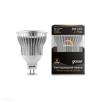Лампа GAUSS светодиодная диммируемая софитная GU5.3 8W 2700К