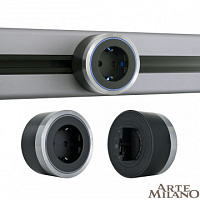 Трековая розетка, 16A 250V 380066TS LED/ES Grey Arte Milano