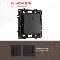 Выключатель двухклавишный, 10AX 250V 217.30-2.black Arte Milano