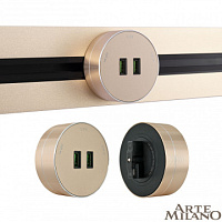 Трековая розетка, 2.1A 250V 380011TS/USBx2 Gold Arte Milano