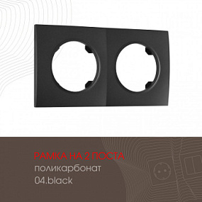 Рамка из поликарбоната на 2 поста 502.04-2.black Arte Milano