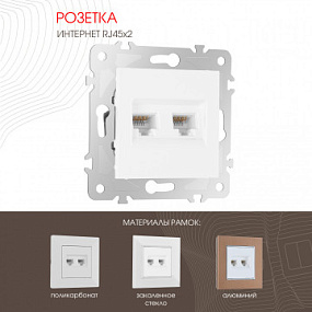 Розетка интернет RJ45 х 2 203.45-2.white Arte Milano