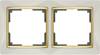 Рамка на 2 поста (слоновая кость/золото) Werkel WL03-Frame-02-ivory-GD