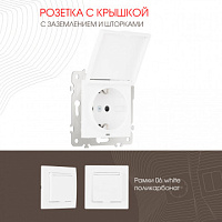 Розетка с заземлением, шторками и защитной крышкой, 16A 250V 206.41-1.white Arte Milano