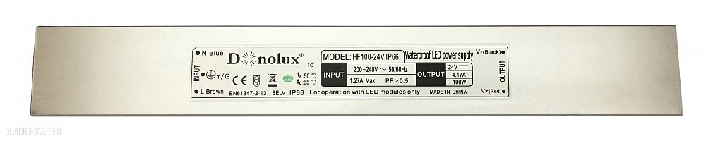 Блок питания для светодиодной ленты IP67, 100Вт, DC24В, 4,2А Donolux HF100-24V IP67