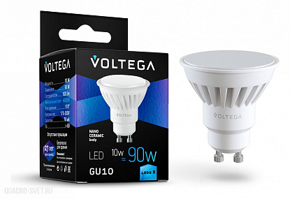 Светодиодная лампа Voltega Ceramics MR16 10W 4000K GU10
