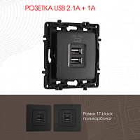 Розетка USB 2.1А+1А 217.46-1.black Arte Milano