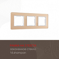 Рамка из закаленного стекла на 3 поста 503.14-3.shampan Arte Milano