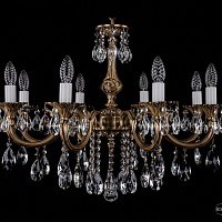 Литая подвесная люстра с хрусталем Bohemia IVELE Crystal 1702/8/265/B/FP