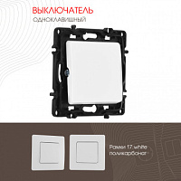 Выключатель одноклавишный, 10AX 250V 217.30-1.white Arte Milano