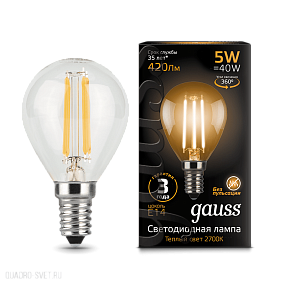 Лампа Gauss LED Filament Globe E14 5W 2700K 105801105