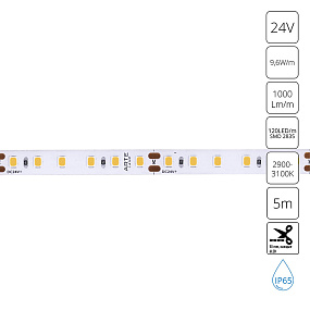 Светодиодная лента 24V 9,6W/m 3000К 5м Arte Lamp AQUA TAPE A2412008-04-3K