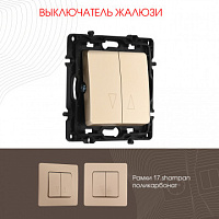 Выключатель жалюзи, 10A 250V 217.38-2.shampan Arte Milano
