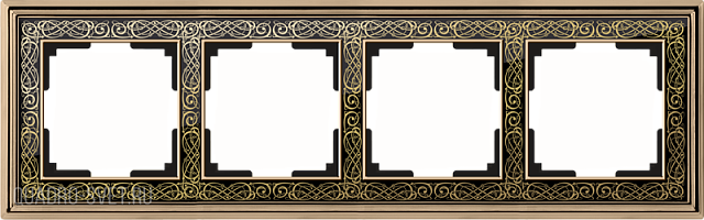 Рамка на 4 поста (золото/черный) Werkel WL77-Frame-04