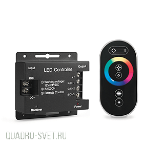Контроллер для RGB 288W 24А с сенсорным пультом управления цветом (черный) Gauss 201113288