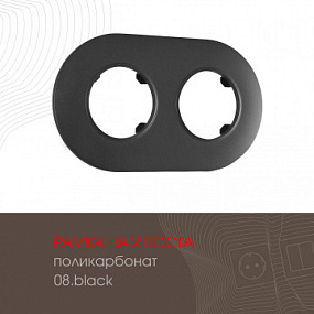 Рамка из поликарбоната на 2 поста 502.08-2.black Arte Milano