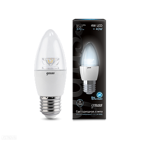 Лампа GAUSS светодиодная cвеча E27 4W 4100К