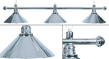 Бильярдный светильник на три плафона «Elegance» (серебристая штанга, серебристый плафон D35см) 75.002.03.0