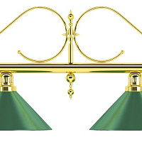 Бильярдный светильник на четыре плафона «Classic» (витая золотистая штанга, зеленый плафон D35см) 75.006.04.0