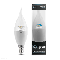 Лампа GAUSS светодиодная диммируемая свеча на ветру Е14 6W 4100К