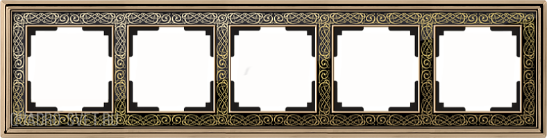 Рамка на 5 постов (золото/черный) Werkel WL77-Frame-05