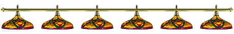 Бильярдный светильник на шесть плафонов «Colorful» (золотистая штанга, цветной плафон D44см) 75.013.06.0