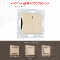 Кнопка дверного звонка с подсветкой, 10A 250V 203.37-1.shampan Arte Milano