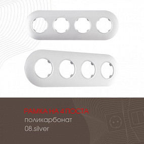 Рамка из поликарбоната на 4 поста 502.08-4.silver Arte Milano