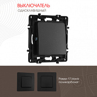 Выключатель одноклавишный, 10AX 250V 217.30-1.black Arte Milano