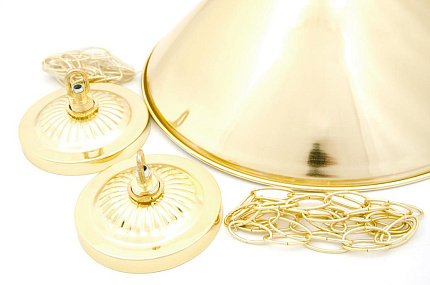 Бильярдный светильник на два плафона «Elegance» (золотистая штанга, золотистый плафон D35см) 75.003.02.0