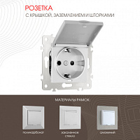 Розетка с заземлением, шторками и защитной крышкой, 16A 250V 203.41-1.silver Arte Milano