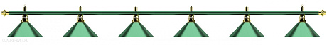 Бильярдный светильник на шесть плафонов «Allgreen» (зелёная штанга, зелёный плафон D35см) 75.000.06.0