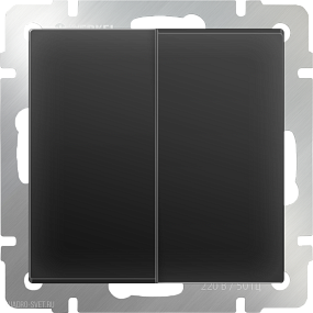 Выключатель двухклавишный проходной (черный матовый) Werkel WL08-SW-2G-2W