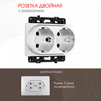 Розетка двойная с заземлением, 16A 250V 217.40-2.silver Arte Milano