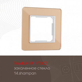 Рамка из закаленного стекла на 1 пост 503.14-1.shampan Arte Milano