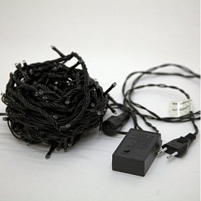 Гирлянда Нить, 10м., 100 LED, мульти цвет, контроллер, черный ПВХ провод. 05-1980