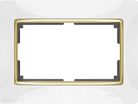 Рамка для двойной розетки (белый/золото) Werkel WL03-Frame-01-DBL-white-GD