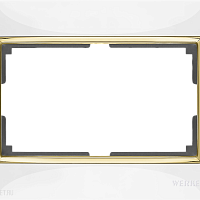 Рамка для двойной розетки (белый/золото) Werkel WL03-Frame-01-DBL-white-GD
