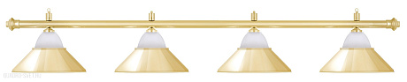 Бильярдный светильник на четыре плафона «Jazz» (золотистая штанга, золотистый плафон D38см) 75.025.04.0