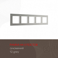 Рамка из алюминия на 5 постов 503.12-5.grey Arte Milano